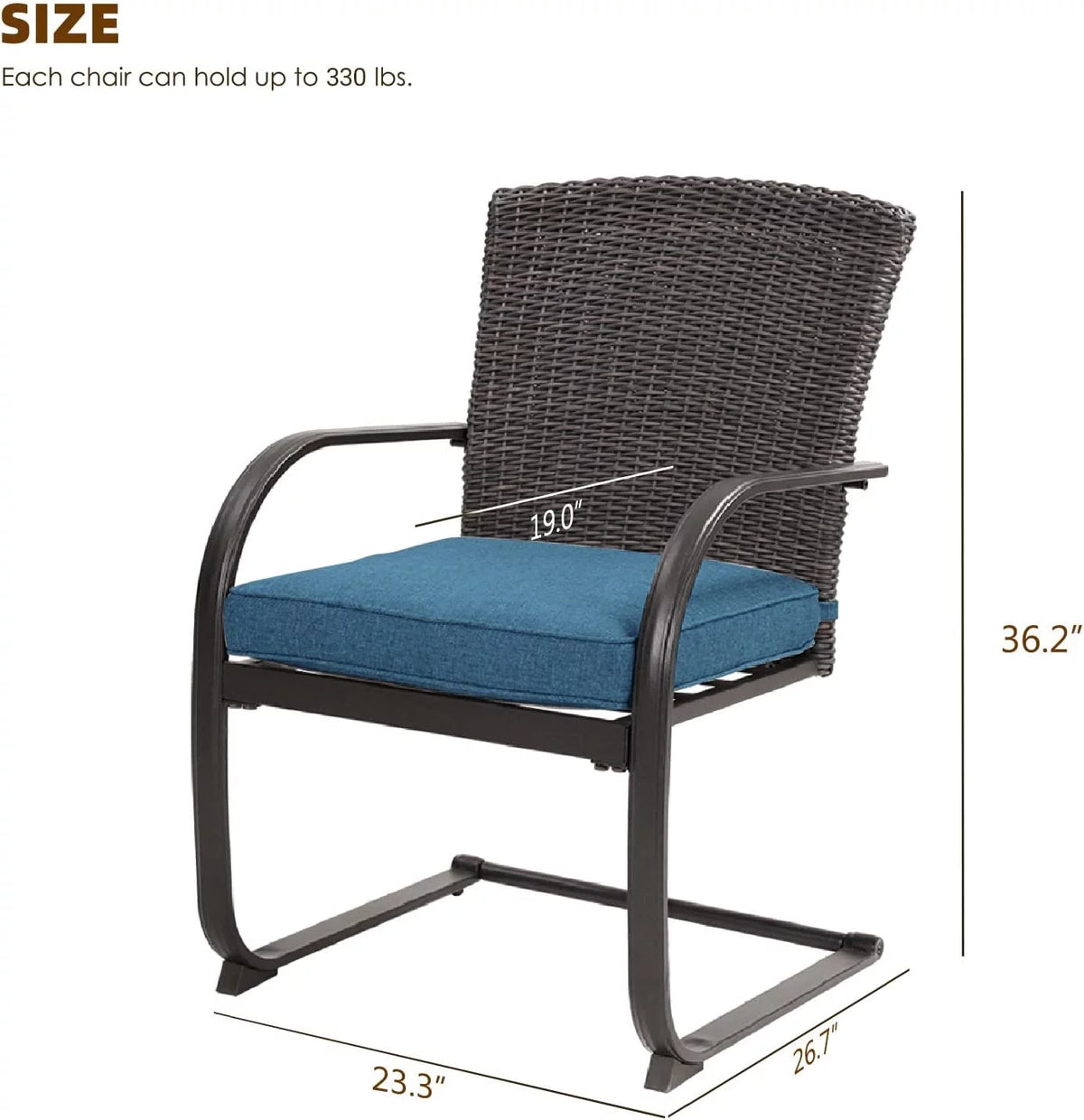 2 Piece Outdoor Wicker Dining Chairs Set of 2 with Cushions J48744