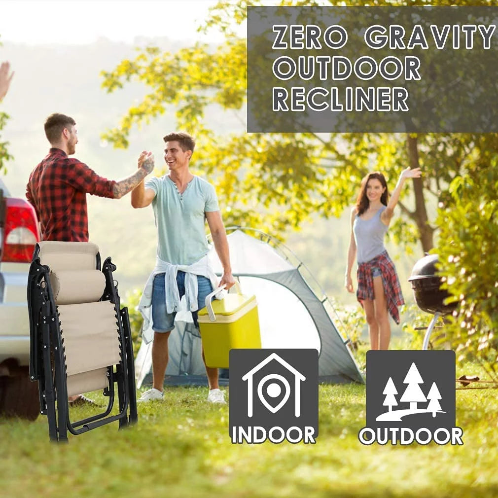 Oversized Zero Gravity Chair with Cup Holder Tray and Pillows X463