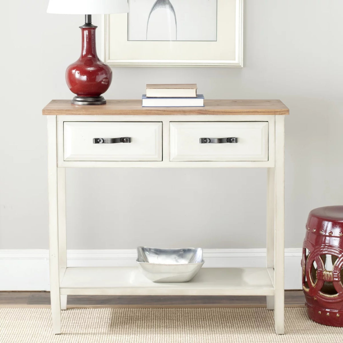 White Console Table With Storage Drawers F14080