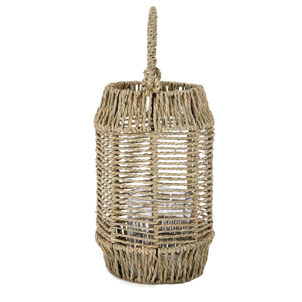 Seagrass Rope Wrapped Candle Lantern Q755