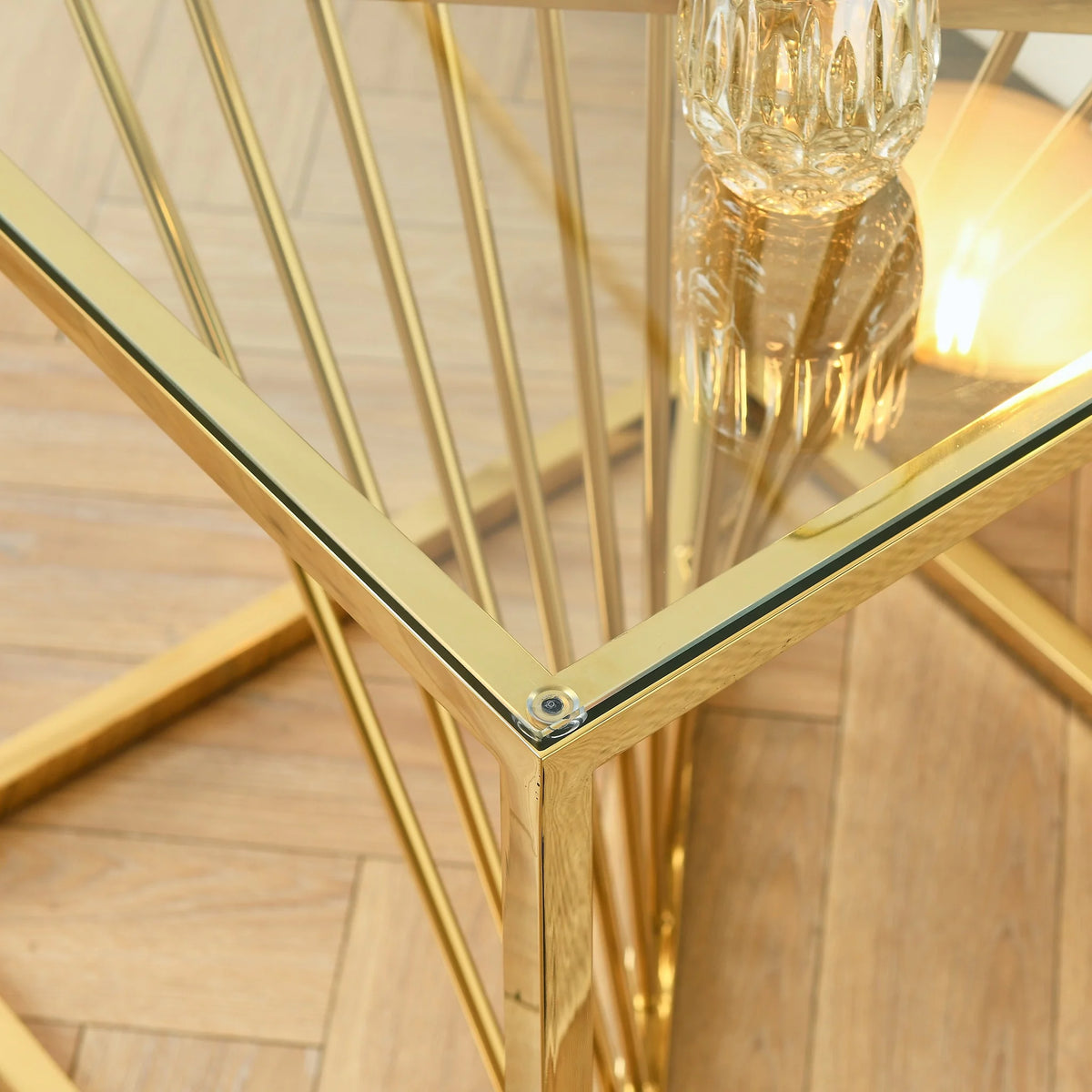 20 Inch Glass End Table with Metal Frame R969758