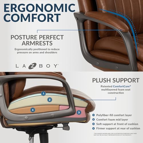 Black Vegan Leather Office Chair with Memory Foam Seat Back E714