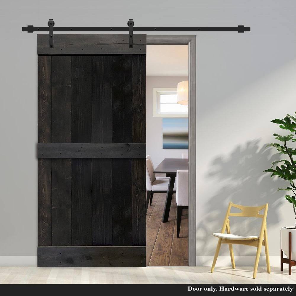 Charcoal Black Solid Wood Interior Sliding Barn Door C920