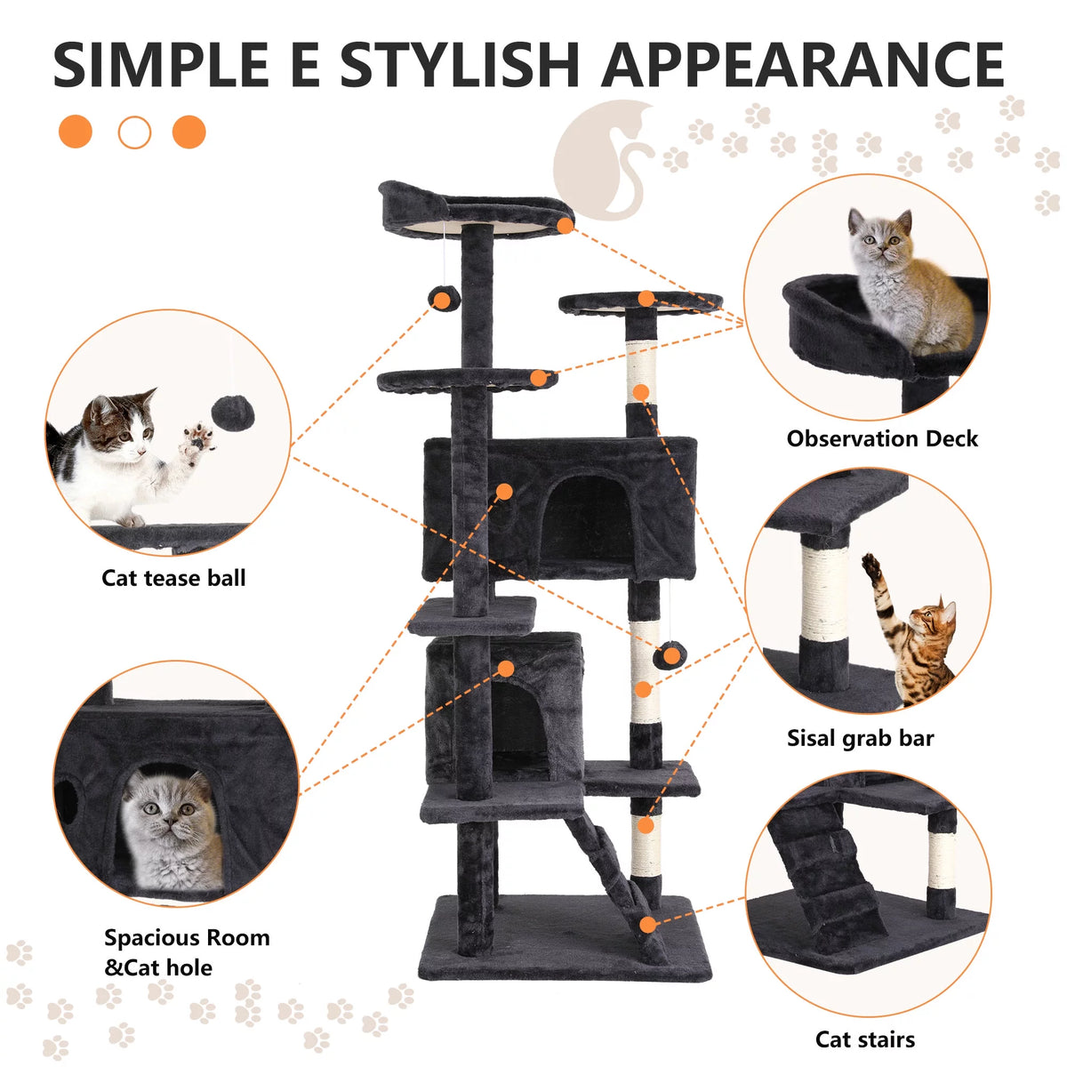 54 inch Dark Gray Cat Tree S13061