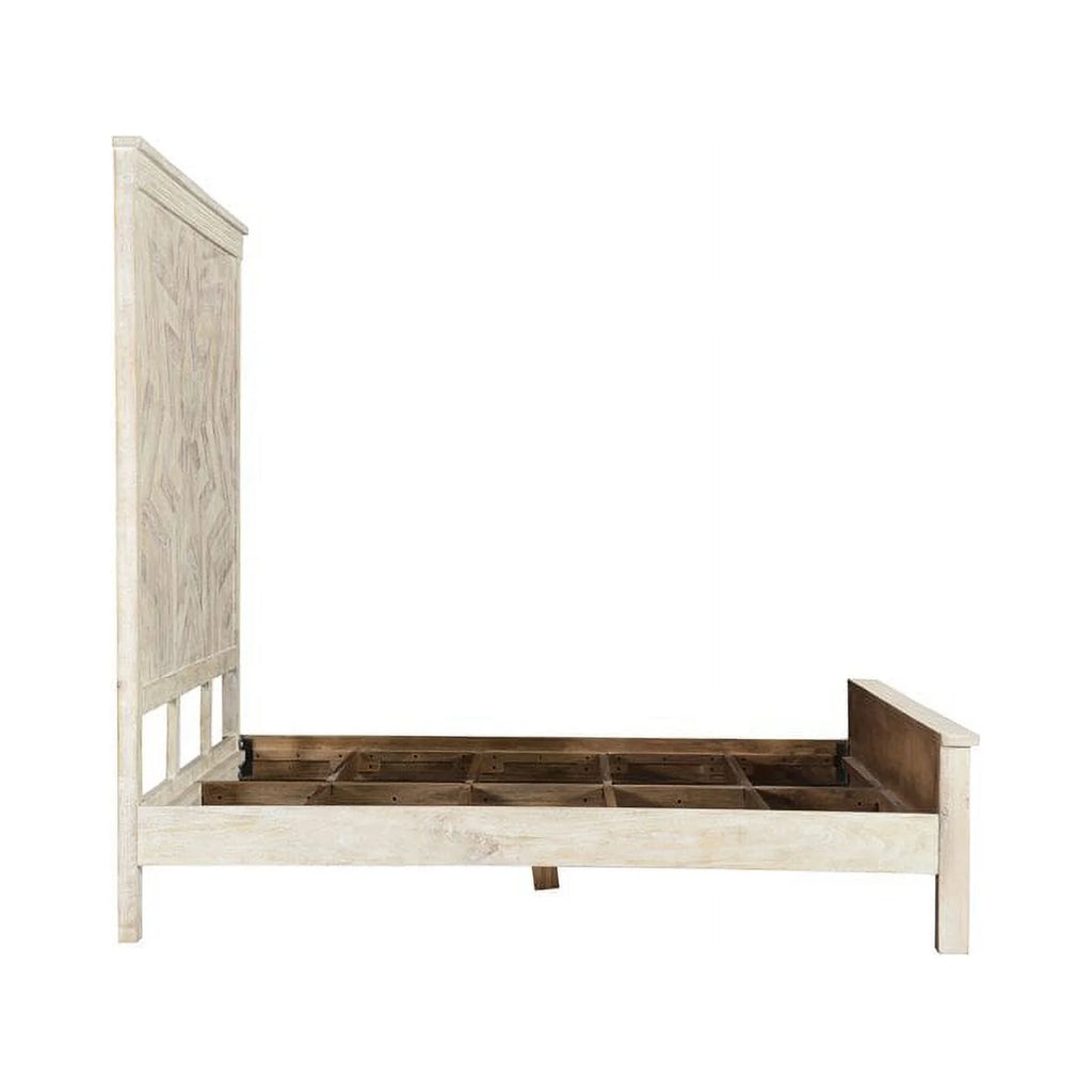 White Solid Wood King Panel Bed F982