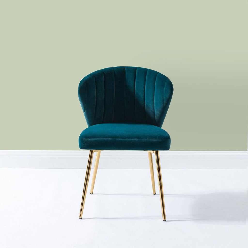 Teal Blue Side Chair with Gold Legs A5319