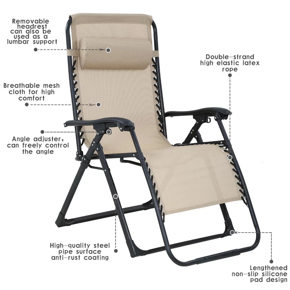 Oversized Zero Gravity Chair with Cup Holder Tray and Pillows X463