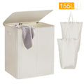 Beige Double Laundry Hamper with Lid and 2 Removable Liner Bags N176447