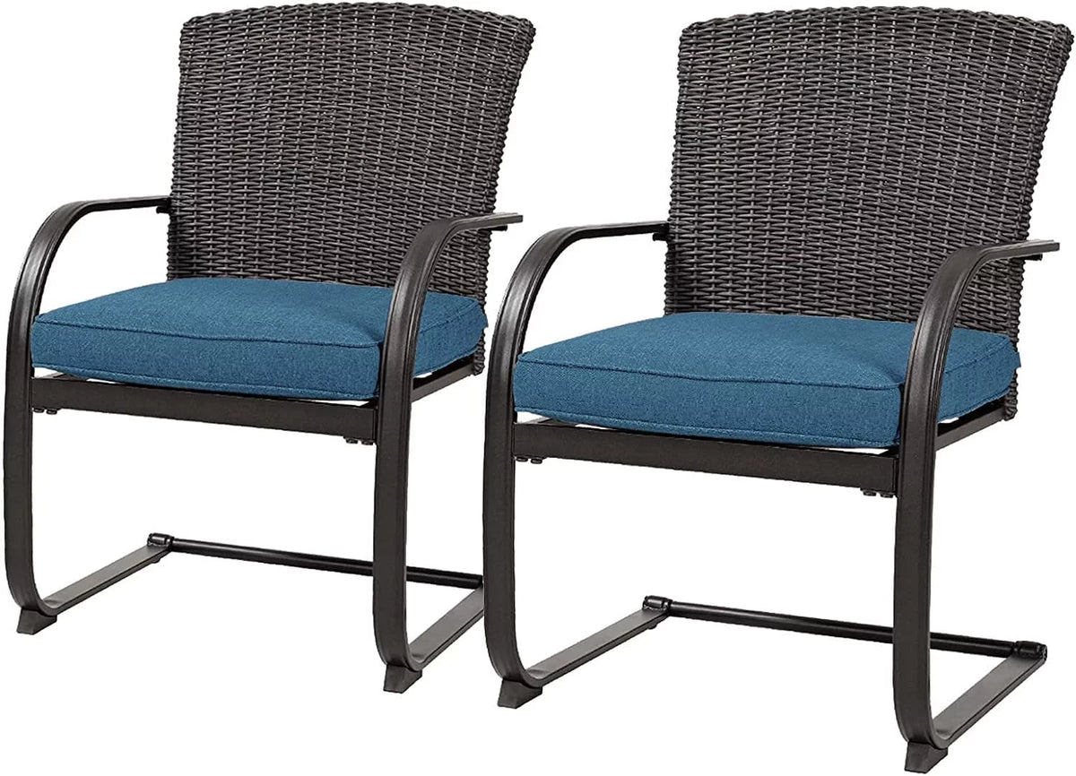 2 Piece Outdoor Wicker Dining Chairs Set of 2 with Cushions J48744