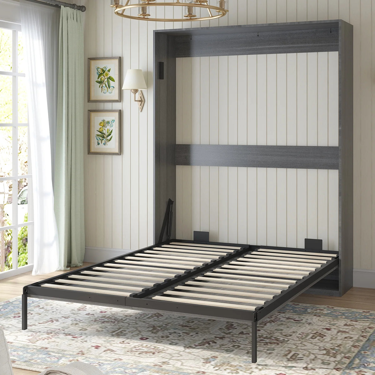 Foldable Wall Bed with Wardrobe and Storage V9619