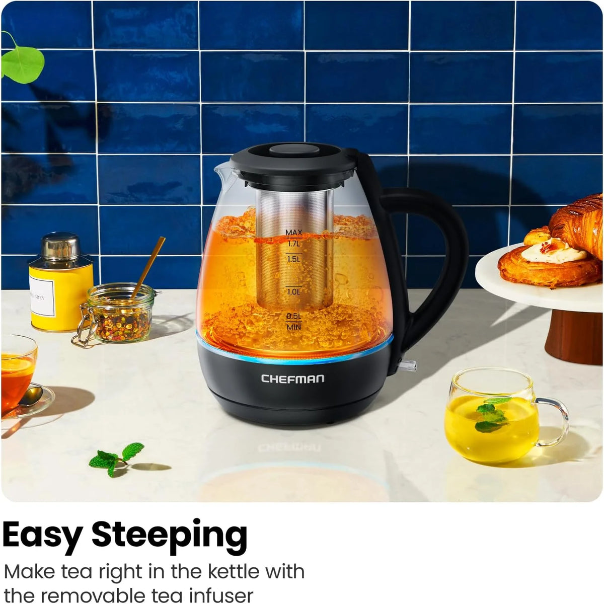 1.7L Electric Glass Kettle with Tea Infuser F9296