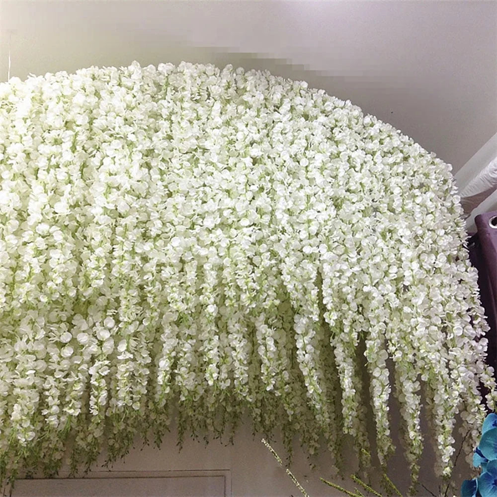 White Artificial Silk Wisteria Flowers 20pcs C9474
