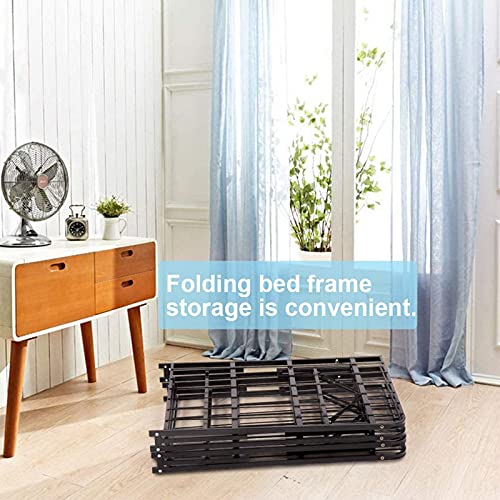 Black Twin Size Metal Platform Bed Frame with Steel Slat Support B8926