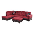 Red Raspberry Microfiber Faux Leather Sofa Set I942