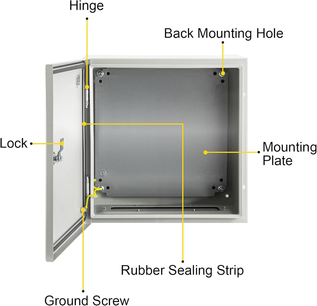16 x 16 x 8 Inches Wall Mounted Waterproof Mild Steel Electrical Enclosure R340420