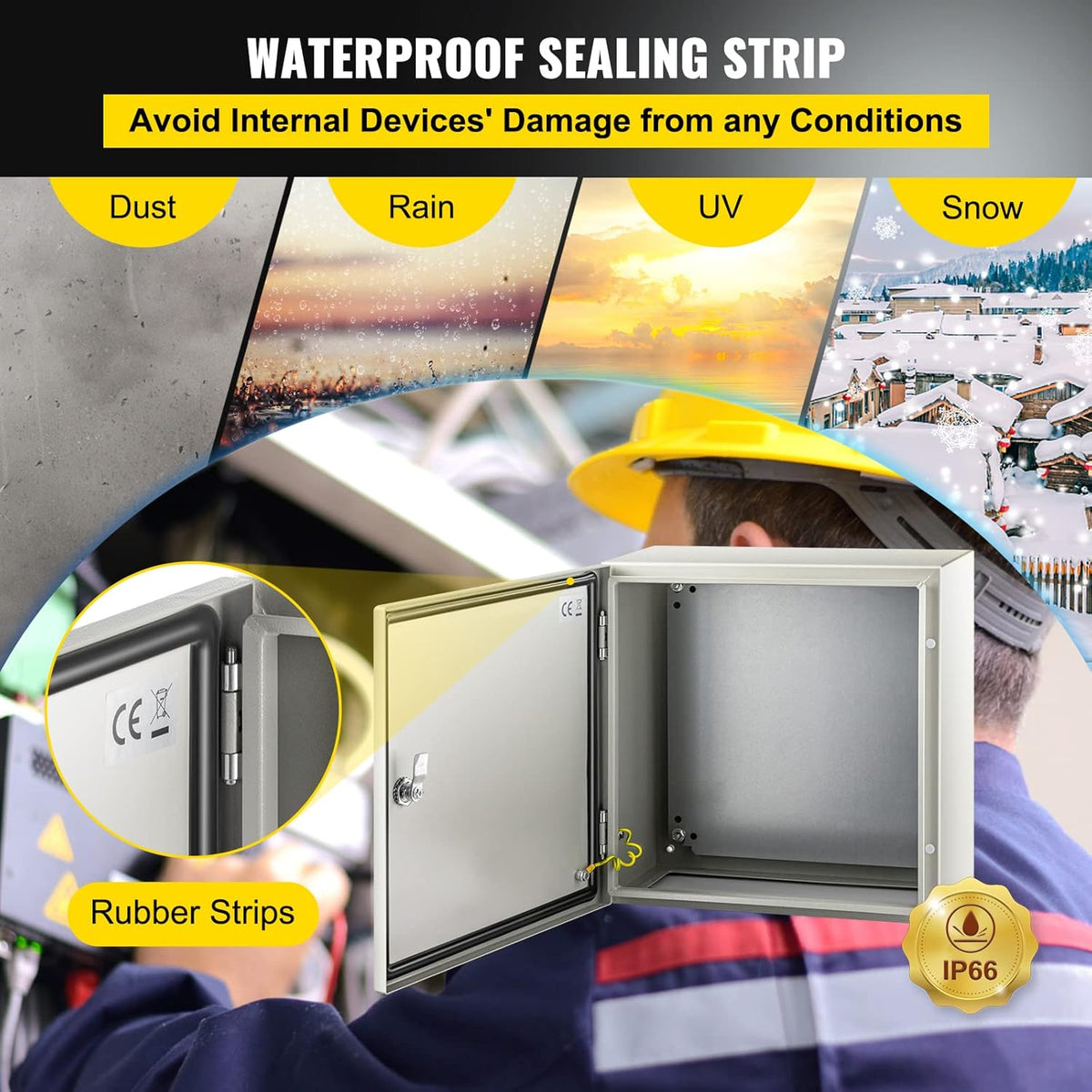 16 x 16 x 8 Inches Wall Mounted Waterproof Mild Steel Electrical Enclosure R340420