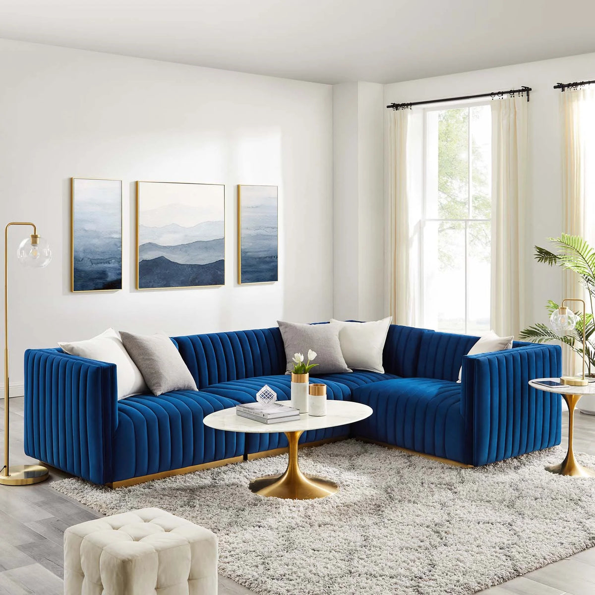 Tufted Performance Velvet 4-Piece Sectional Y72721