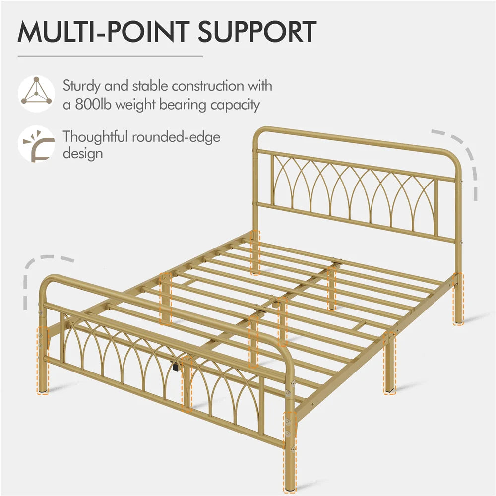 Black Metal Platform Bed Frame with Headboard and Footboard D287081