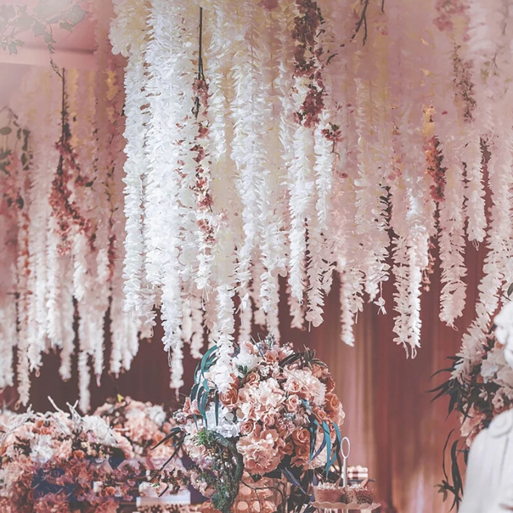 White Artificial Silk Wisteria Flowers 20pcs C9474