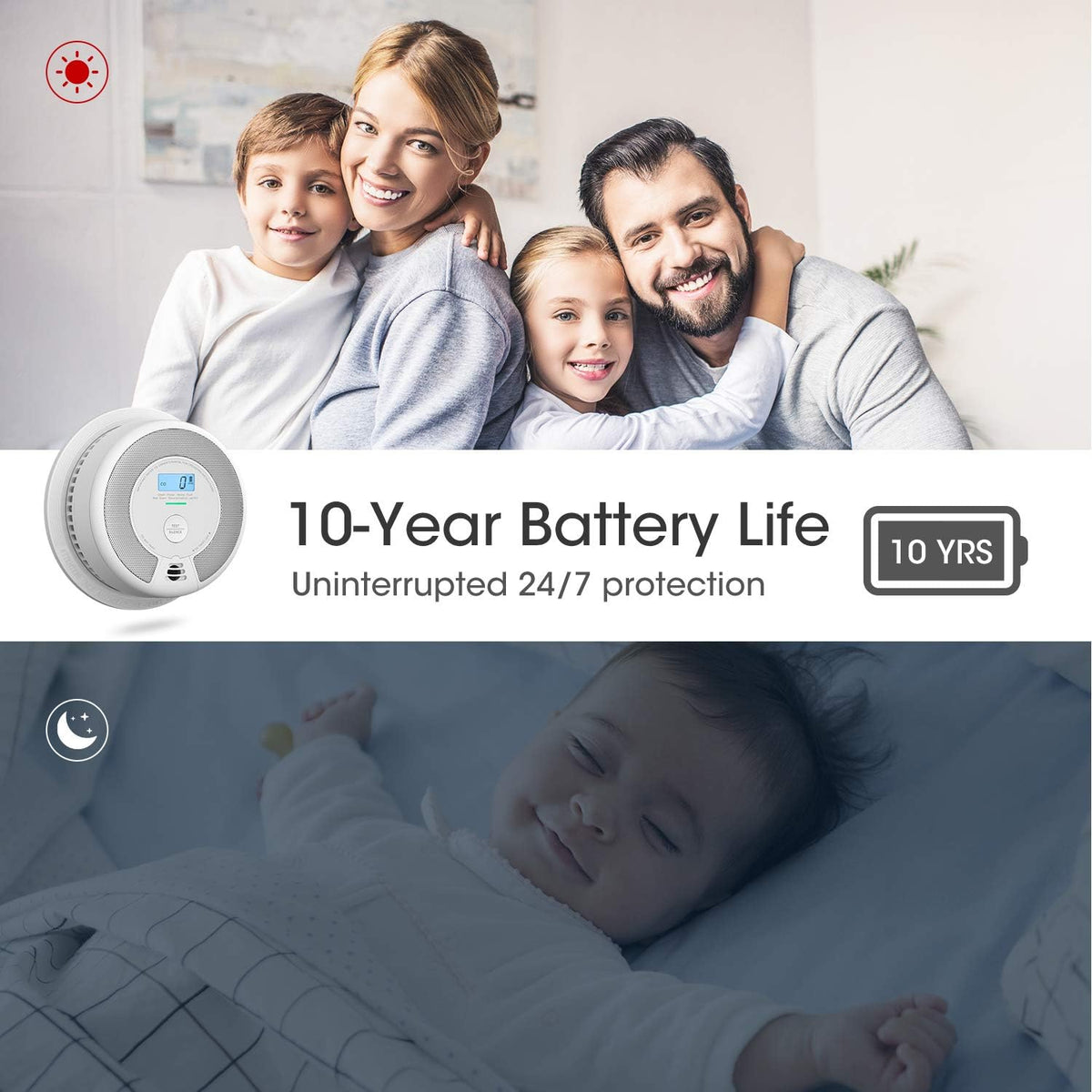 10-Year Battery Combination Smoke Carbon Monoxide Detector Alarm K116248