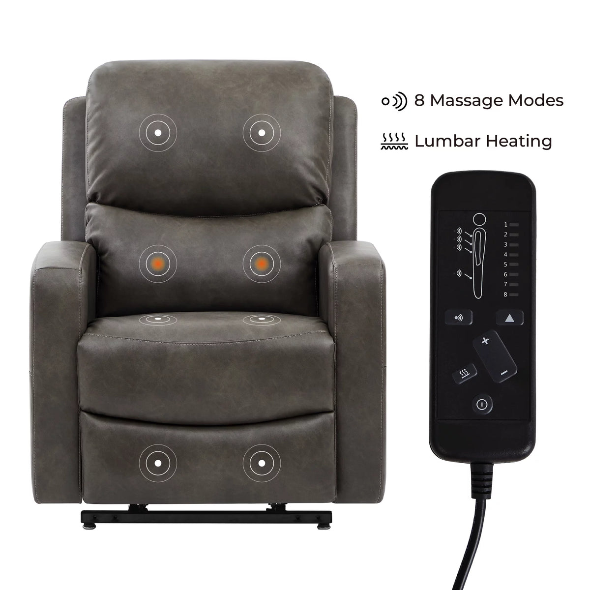 Dark Gray Faux Leather Lift Recliner Chair B916
