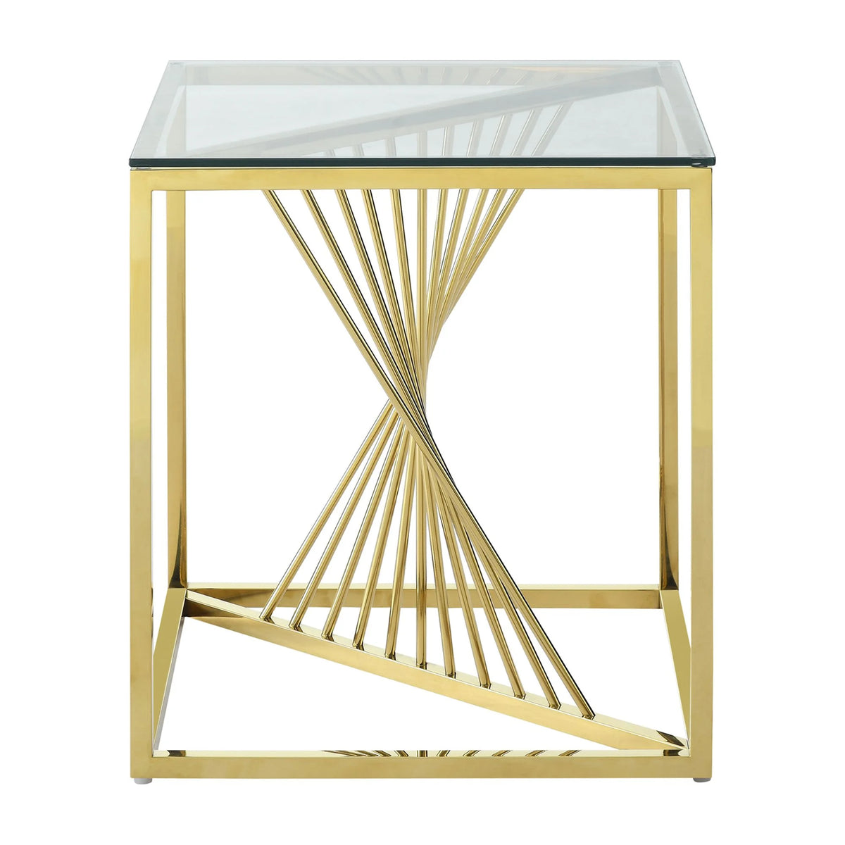 20 Inch Glass End Table with Metal Frame R969758