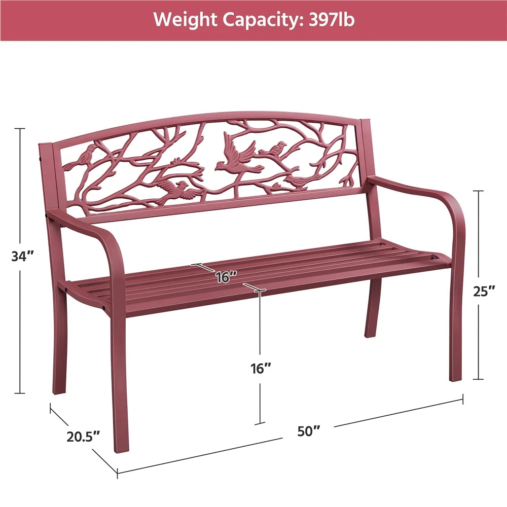 Red Patio Garden Bench W88758
