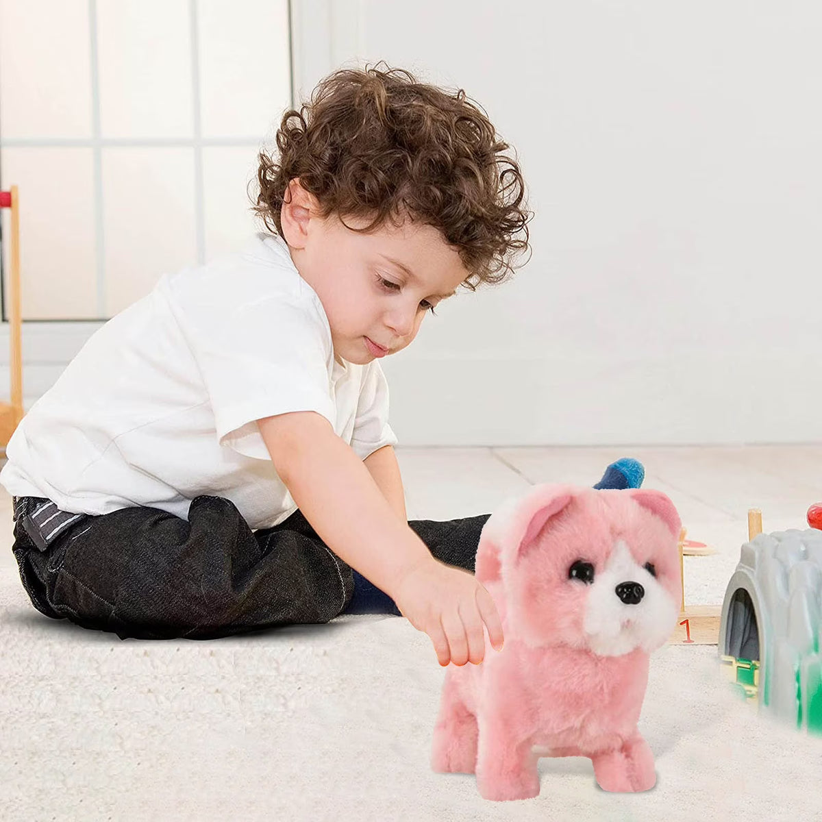 Pink Simulation Plush Dog Toy P661113