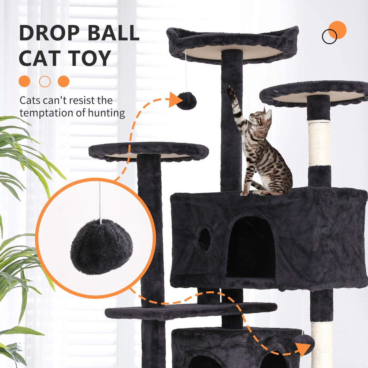 54 inch Dark Gray Cat Tree S13061