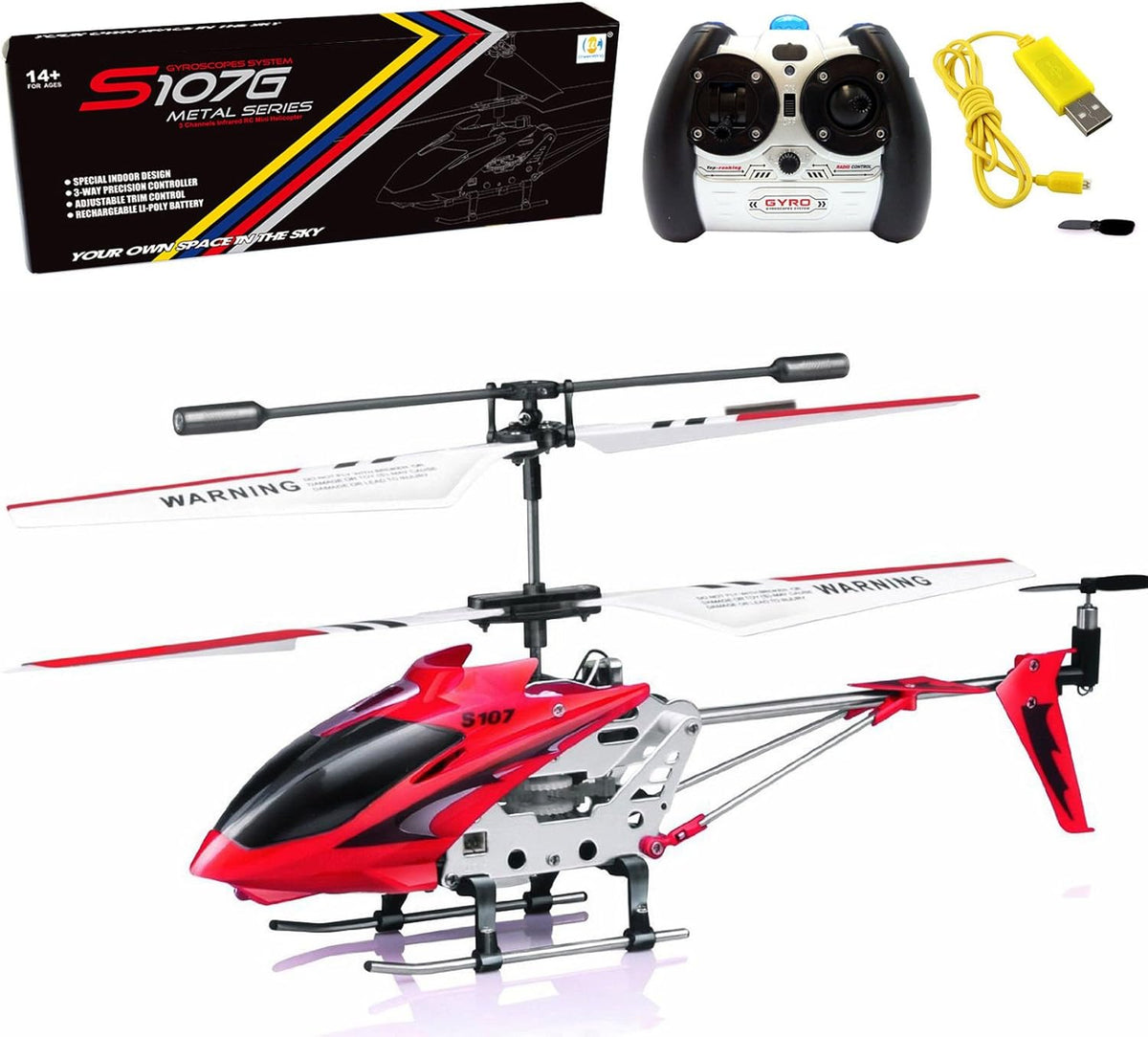 Red R/C Helicopter with Gyro Q4816