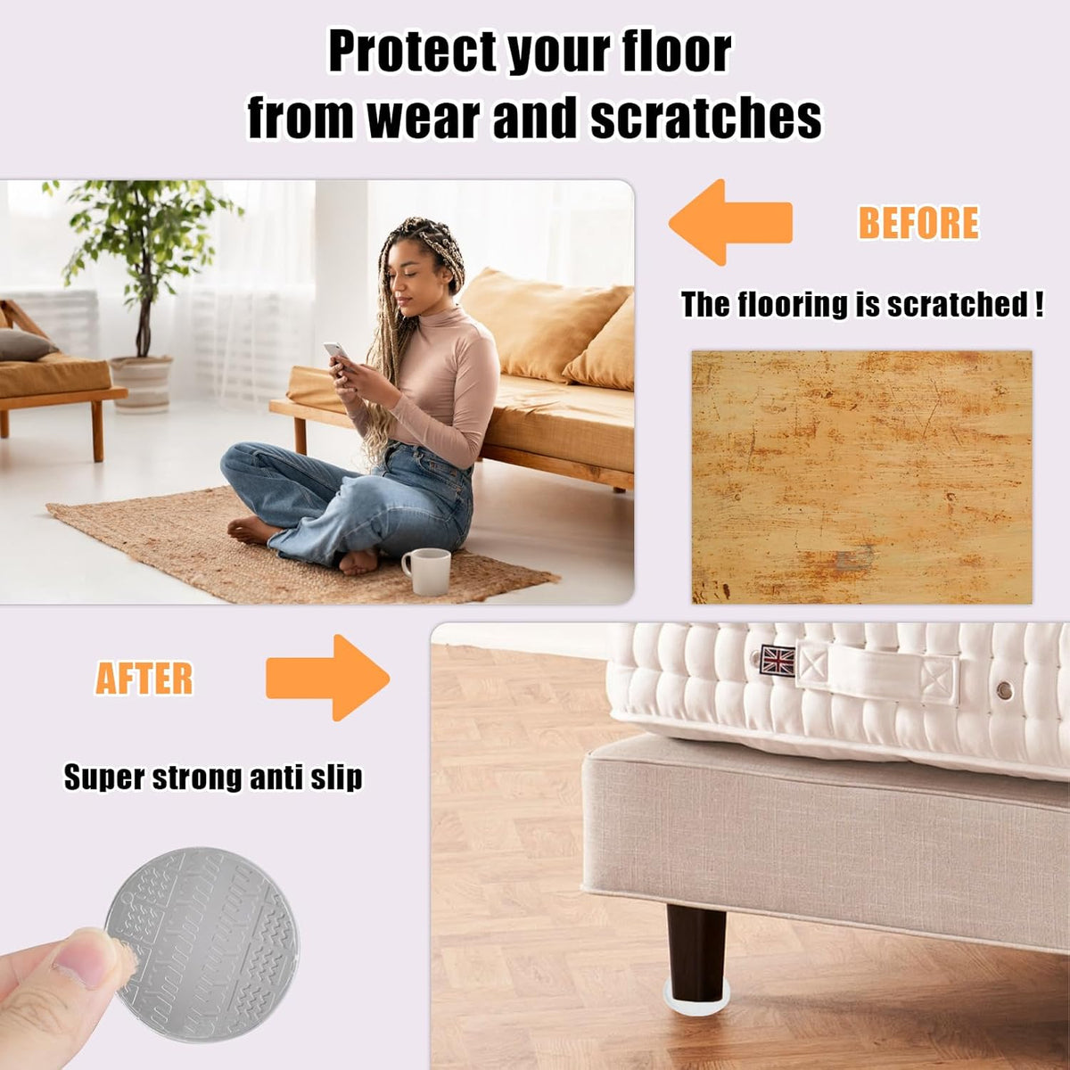 12 PCS Clear Non Slip Furniture Pads S131