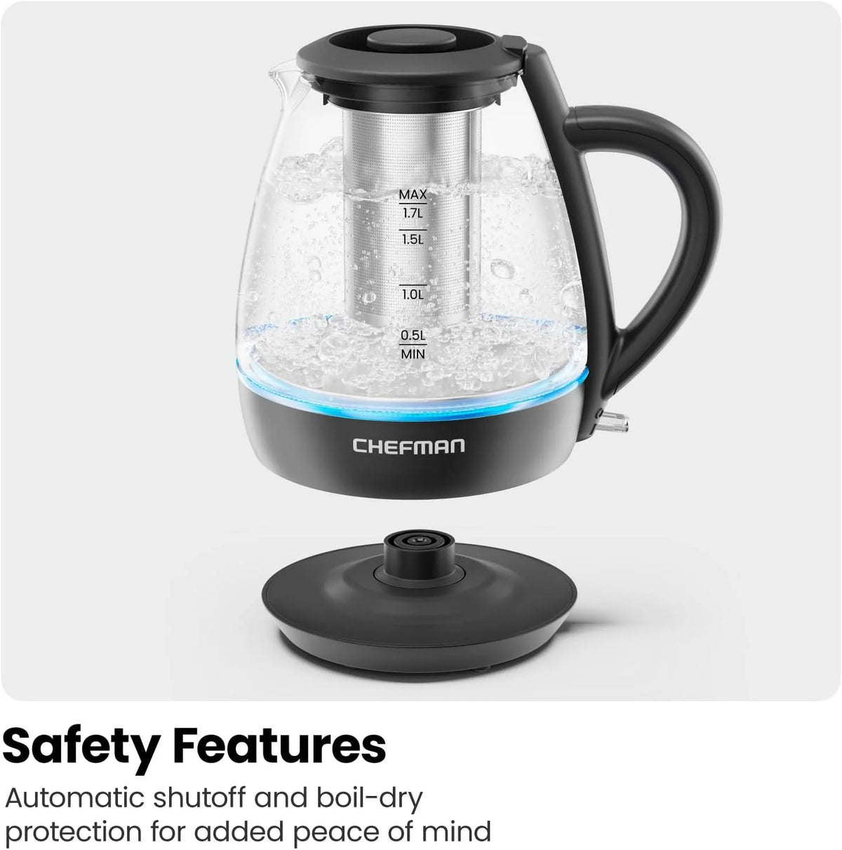 1.7L Electric Glass Kettle with Tea Infuser F9296