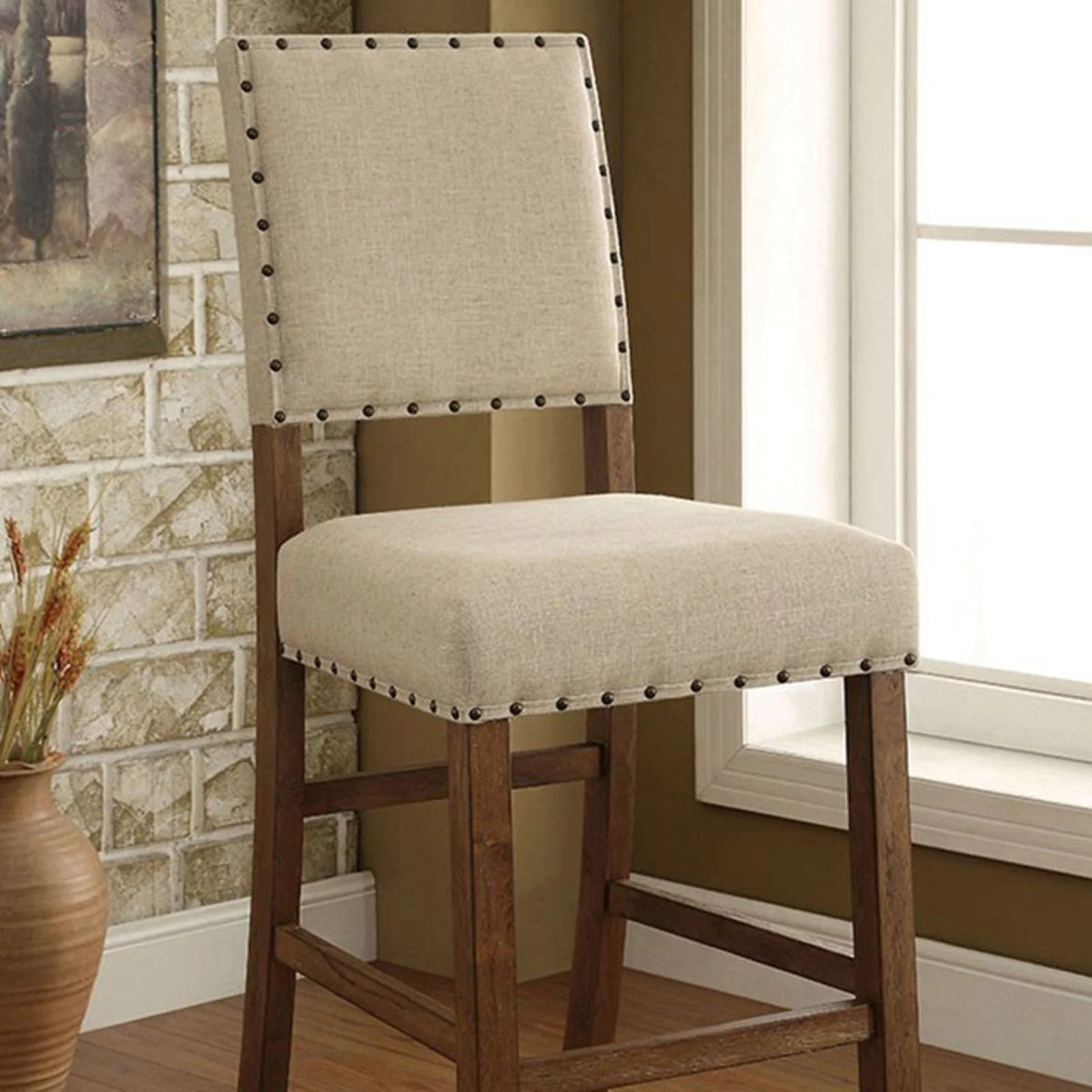 Ivory Linen Bar Chair Set of 2 T336