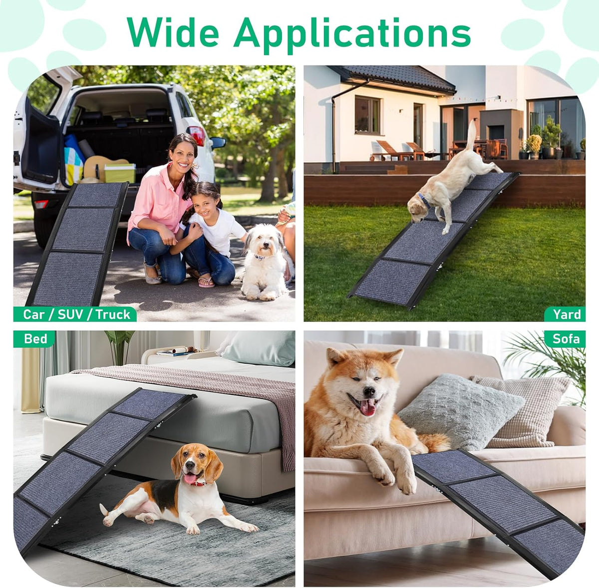 19.7" Wide 67" Long Folding Large Dog Ramp with Non-Slip Surface U27350