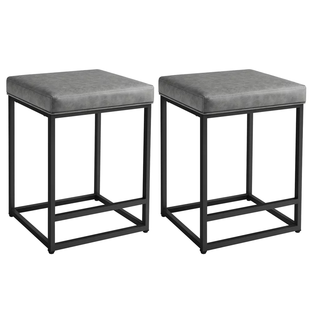 24" Modern Upholstered Backless Counter Bar Stools, 2pcs, Gray K658475