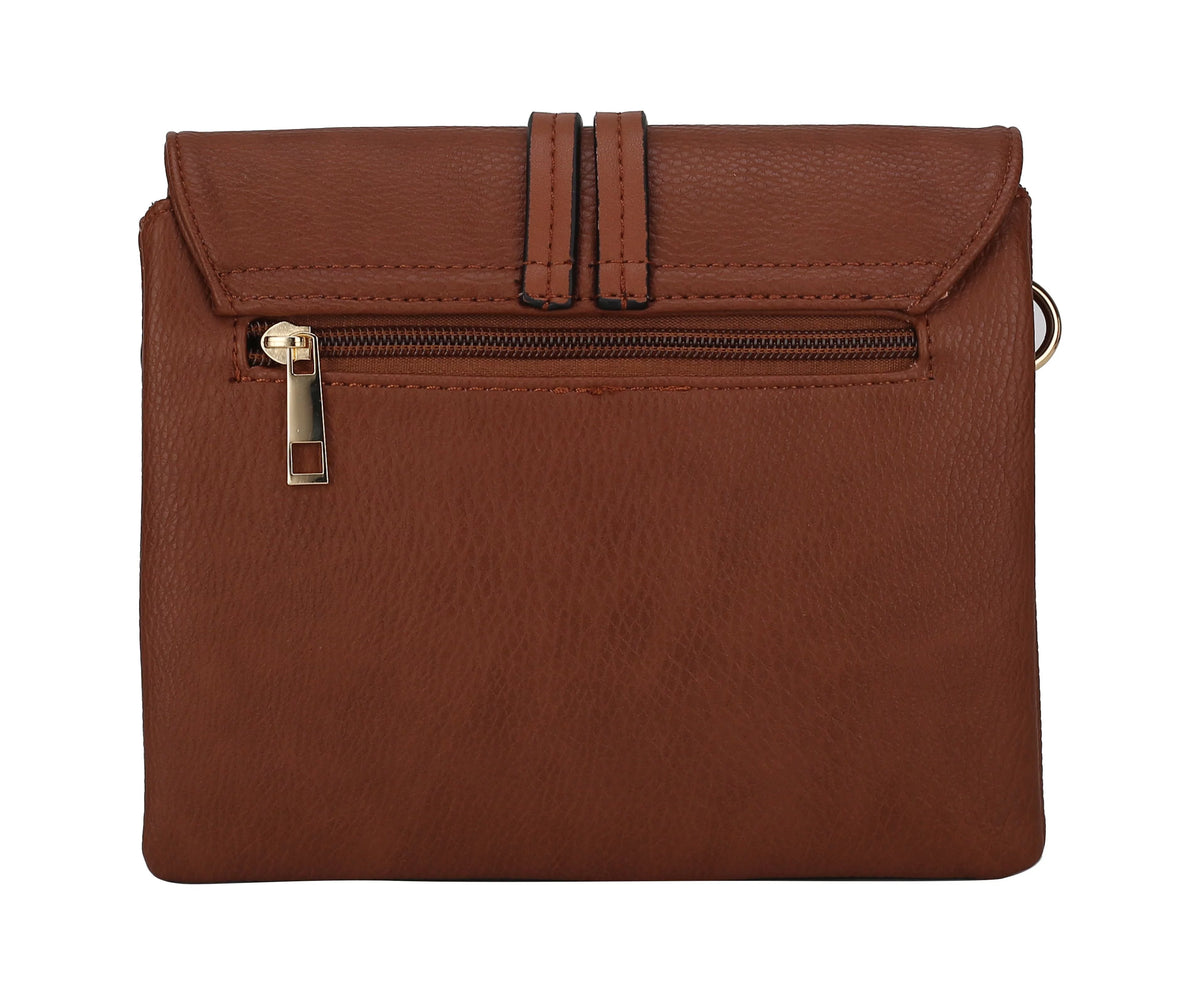 Cognac Vegan Leather Crossbody Handbag H84381