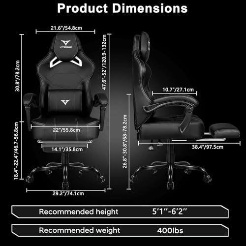Big and Tall Gaming Chair with Footrest, Ergonomic Computer Chair (Black+Red) H20314