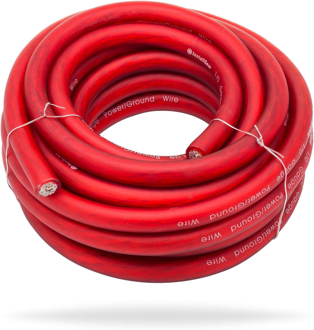 1/0 Gauge Red 25ft Power/Ground Wire Cable Pack of 2 G54228