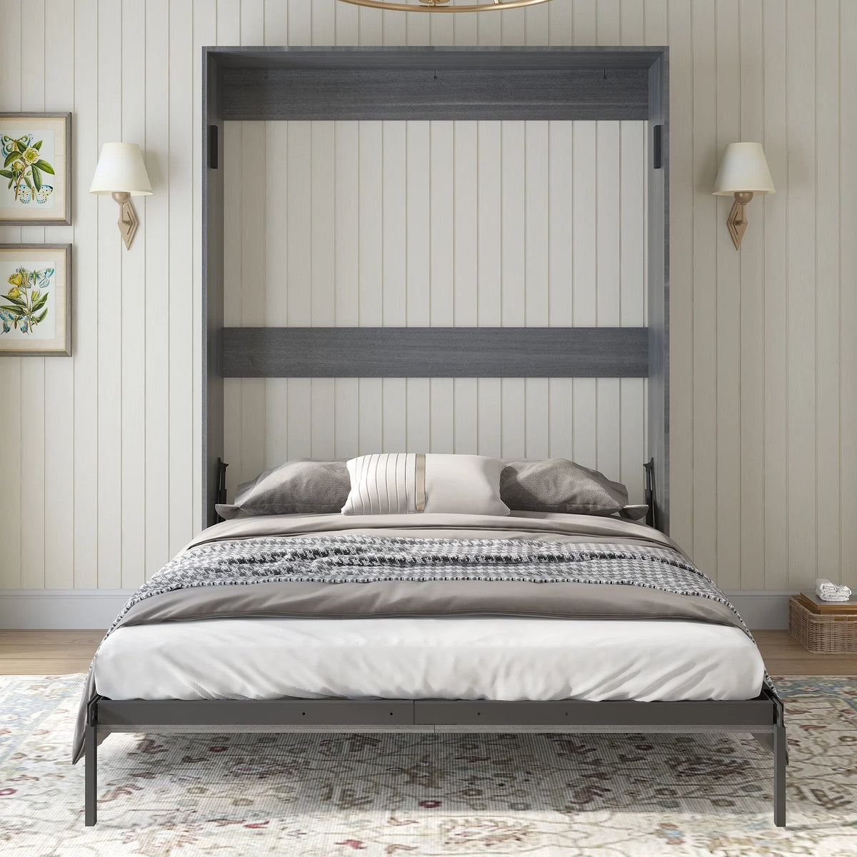 Foldable Wall Bed with Wardrobe and Storage V9619