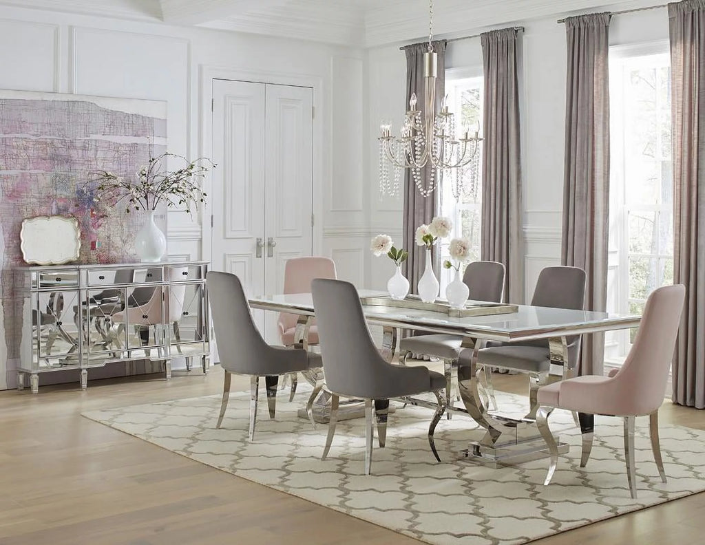 Rectangle Dining Table White and Chrome G359