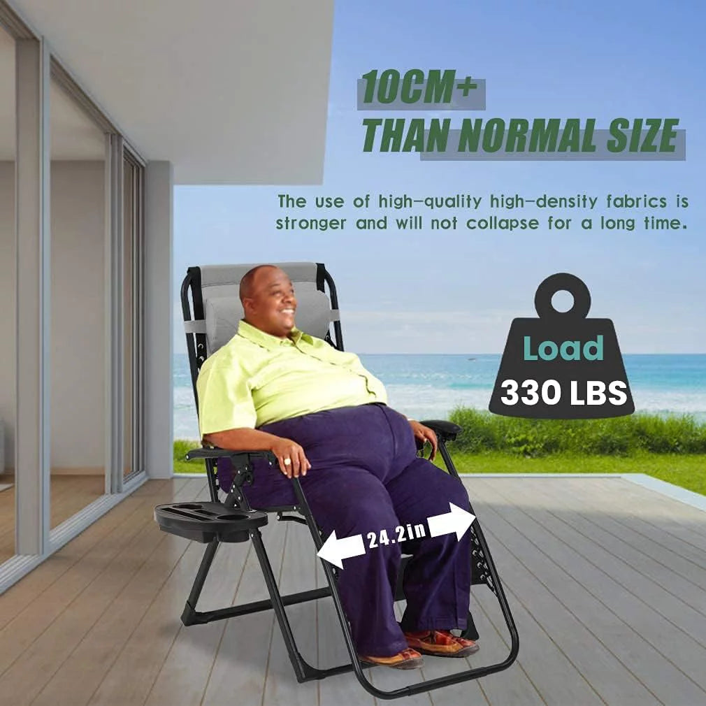 Oversized Zero Gravity Chair with Cup Holder Tray and Pillows X463