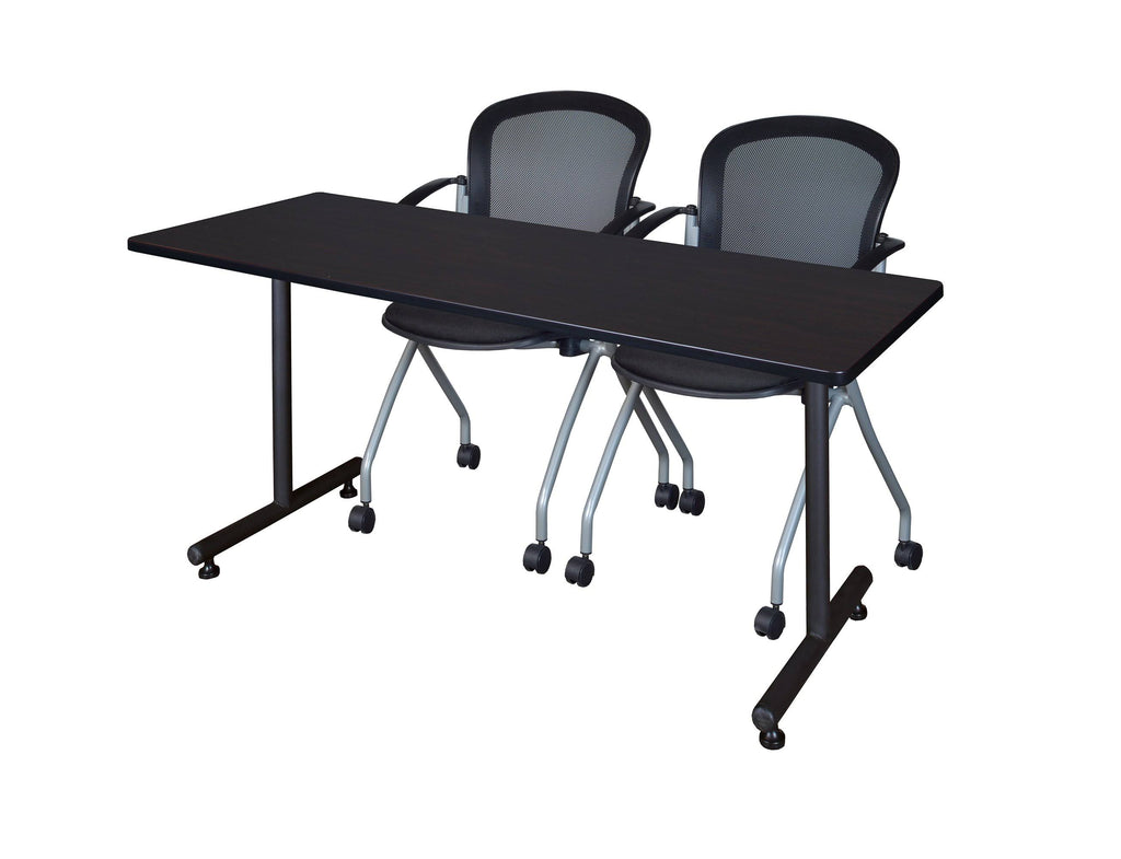 Mocha Walnut Training Table and 2 Nesting Chairs B298