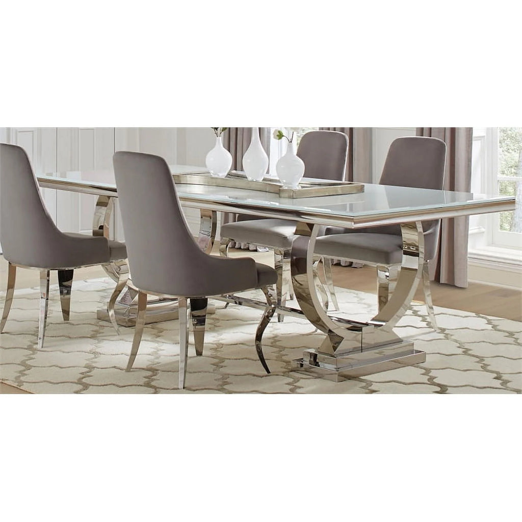 Rectangle Dining Table White and Chrome G359