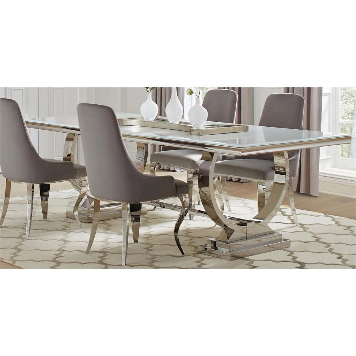 Rectangle Dining Table White and Chrome G359