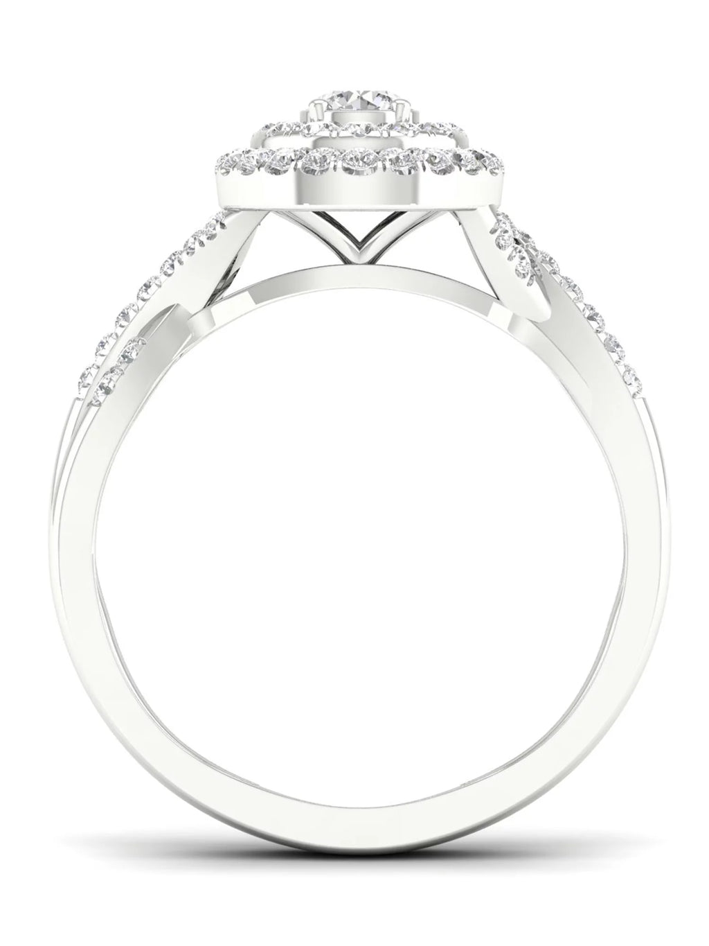 1/2Ct TDW Diamond 10k White Gold Pear Shape Halo Bridal Set H960153