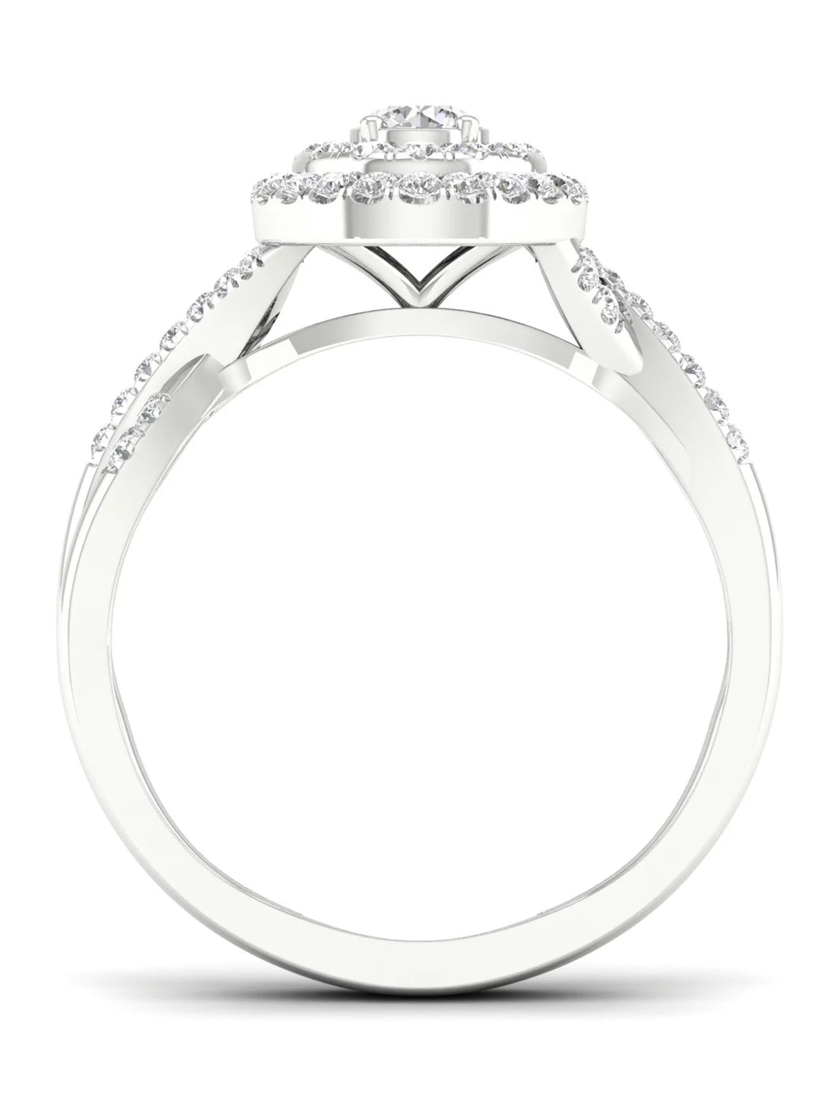 1/2Ct TDW Diamond 10k White Gold Pear Shape Halo Bridal Set H960153