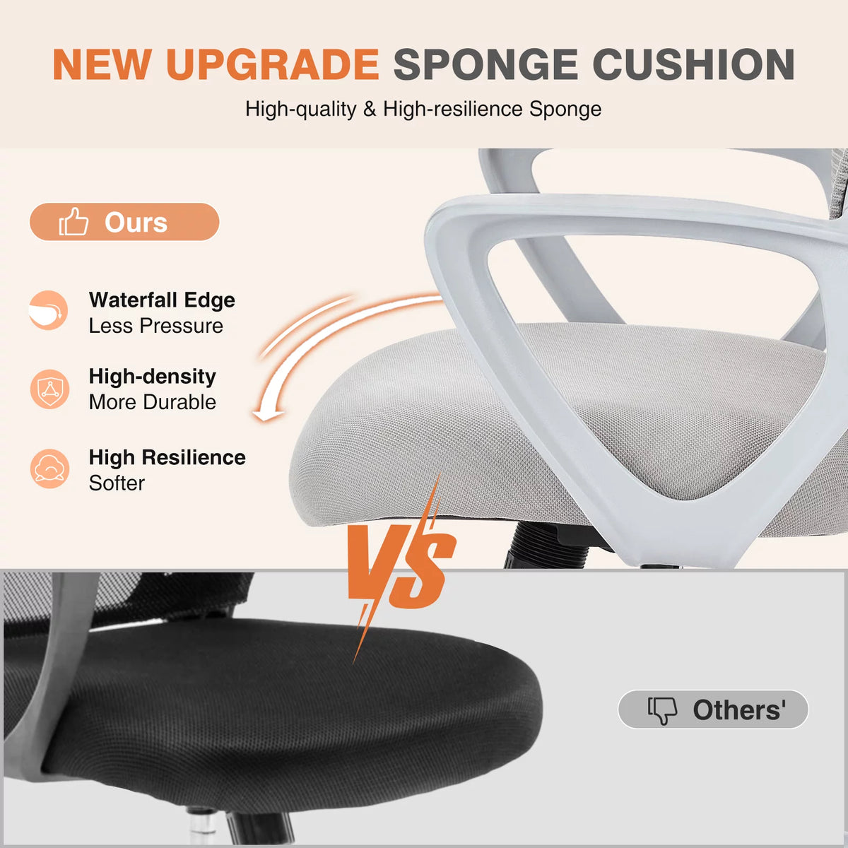 Ergonomic Mesh Office Chair with Fixed Armrest Gray I494115