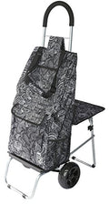 Black Foldable Shopping Cart with Seat K781736