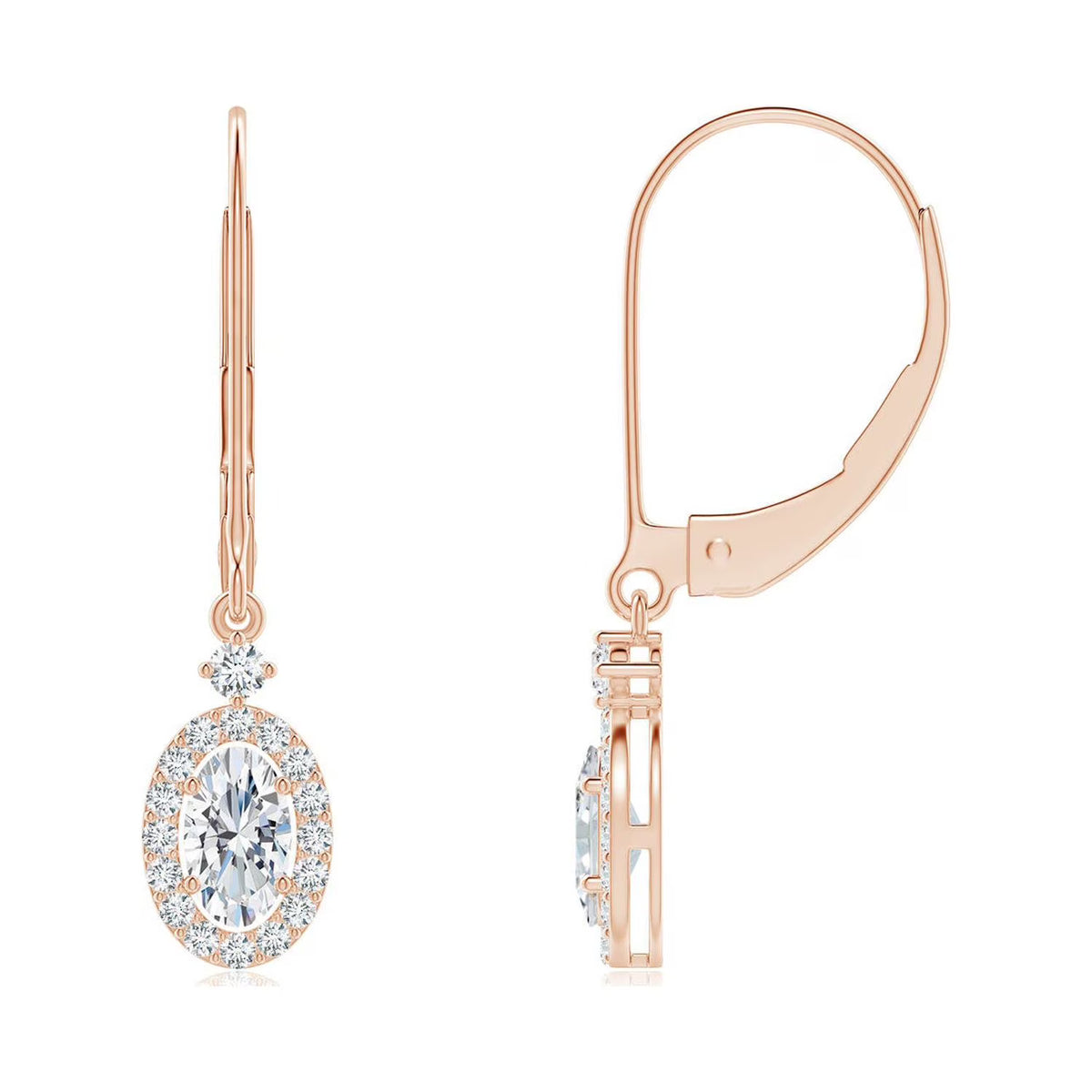 Natural 0.42 Ct. Diamond Drop Earrings in 14K Rose Gold N70452
