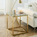 20 Inch Glass End Table with Metal Frame R969758